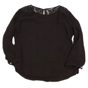 George Black Rayon Lace Detail Top
